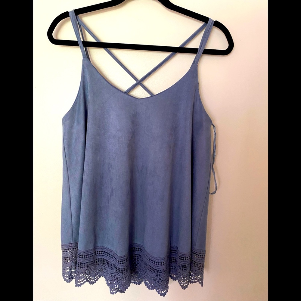 NWT BOHO Suede-like Tank in Denim Blue